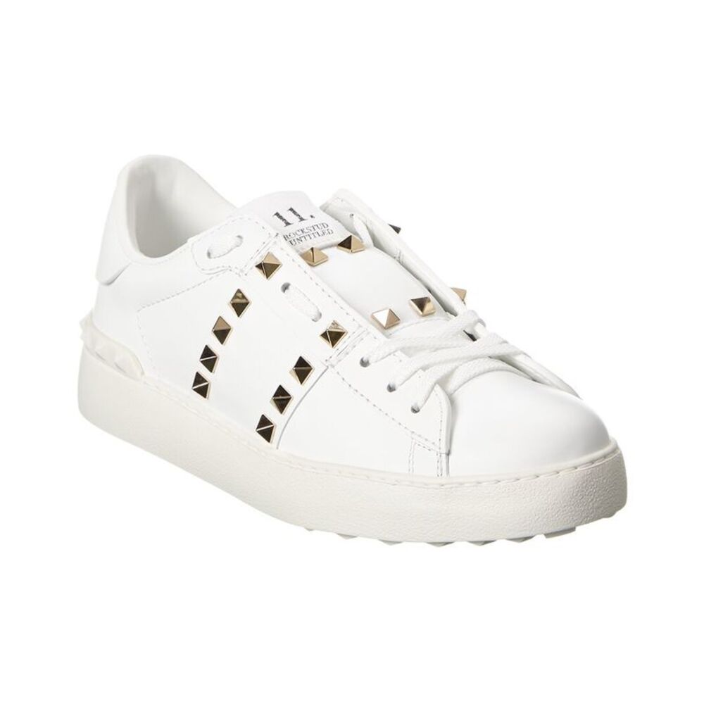 Valentino Rockstud Untitled Leather Sneaker, White
